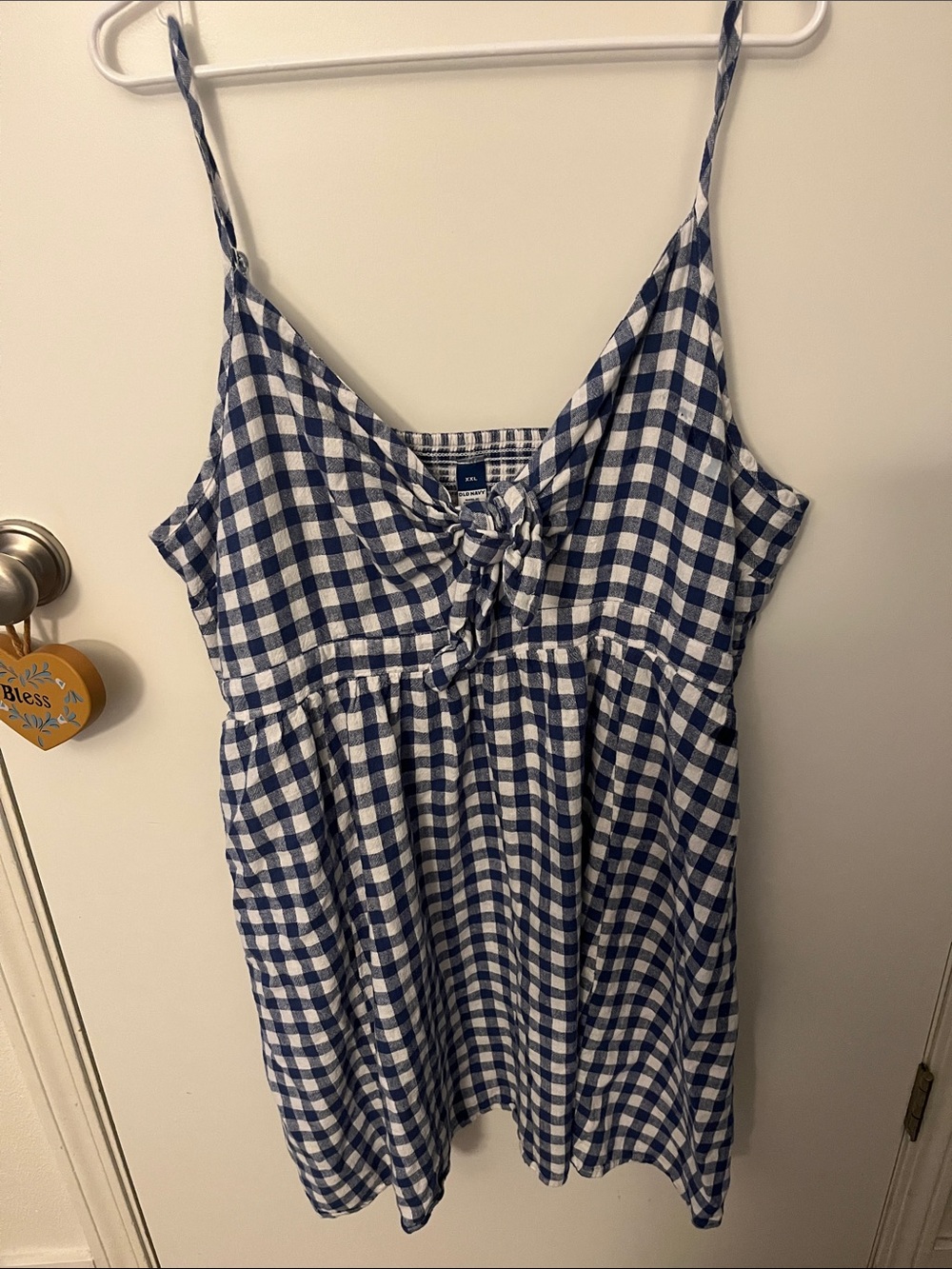 Blue and White Gingham One-Piece Dress